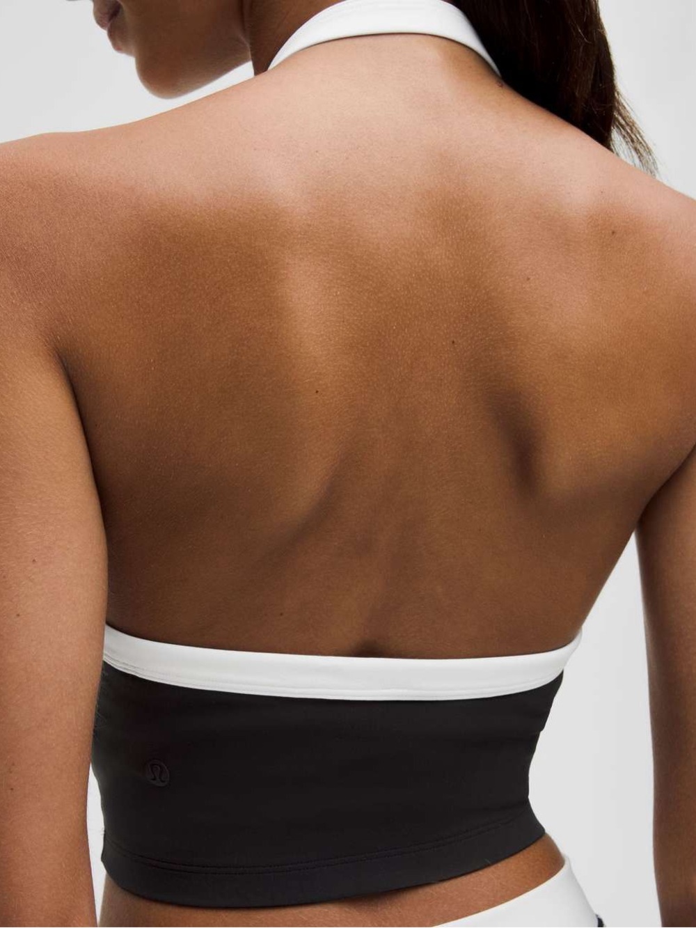 Lululemon Nulu Cropped Halter Tank Top *Light Support, A/B Cup•Black / White - Picture 4 of 11